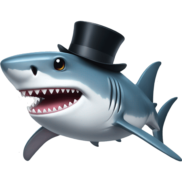 Shark with a top hat emoji