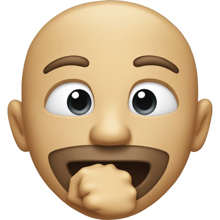 face with fist in front of mouth. men clearing his throught emoji