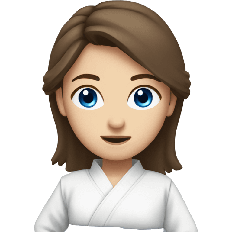 brown hair blue eye girl doing karate emoji