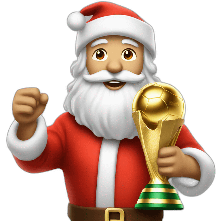 Santa Claus with the world cup trophy in his hands emoji