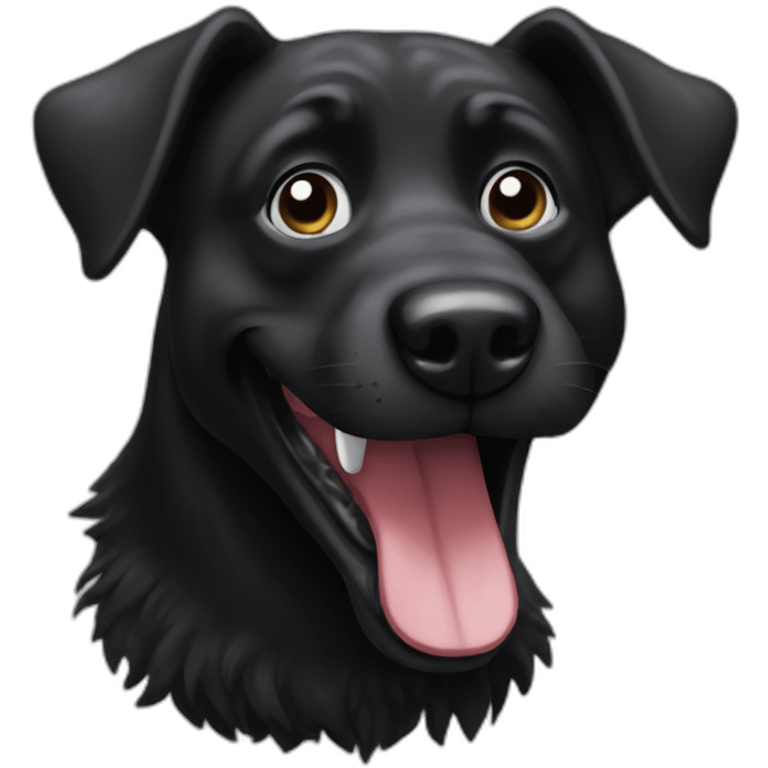 Black silly dog emoji