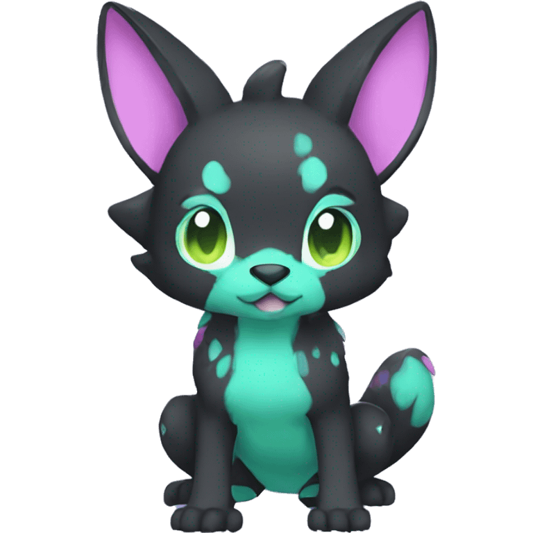 Cute cool black green blue purple pink animal hybrid Fakemon full body emoji