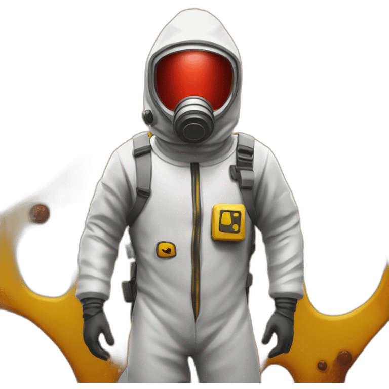 Man in Hazmat Suit with red head part and yellow body part from game Rust emoji