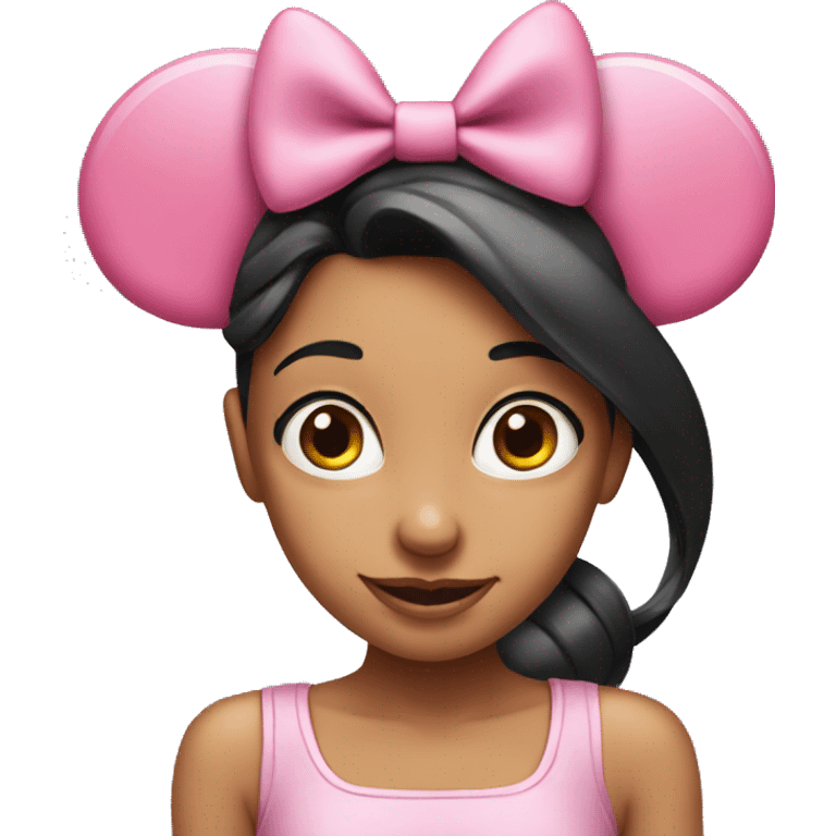 Girl with Minnie Mouse ears with a pink bow emoji