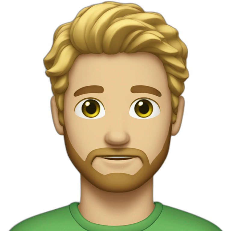 man with blond brown hair, green eyes, beard emoji