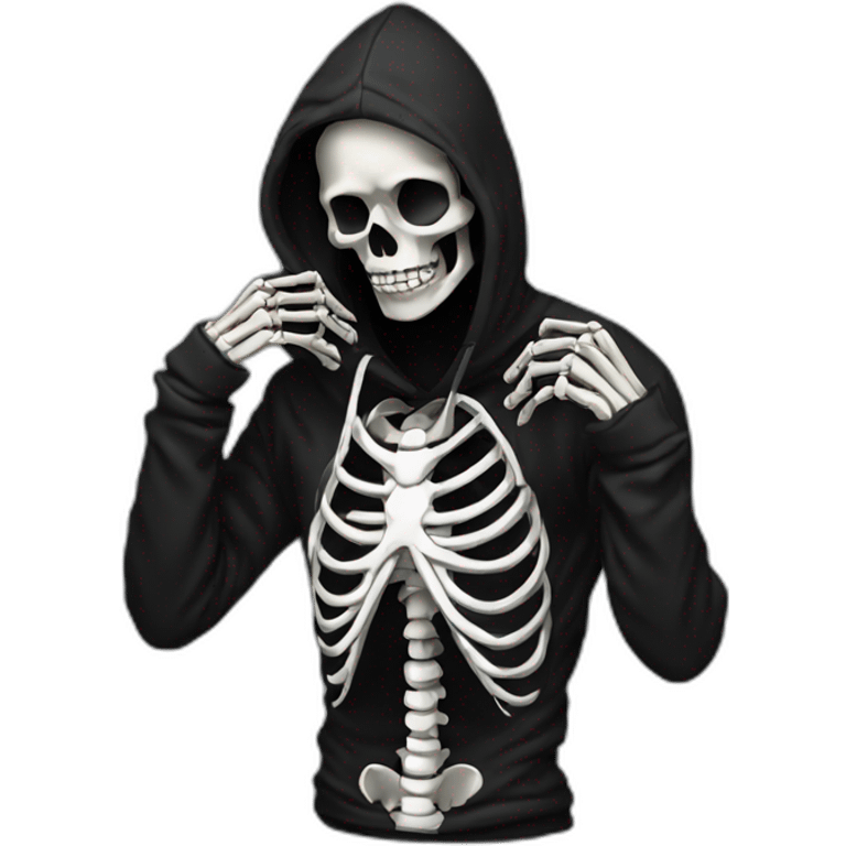 facepalm skeleton in black hoodie  emoji