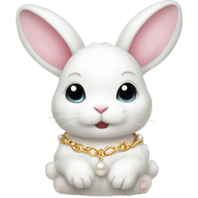 Cute rabbit with pearl chain emoji