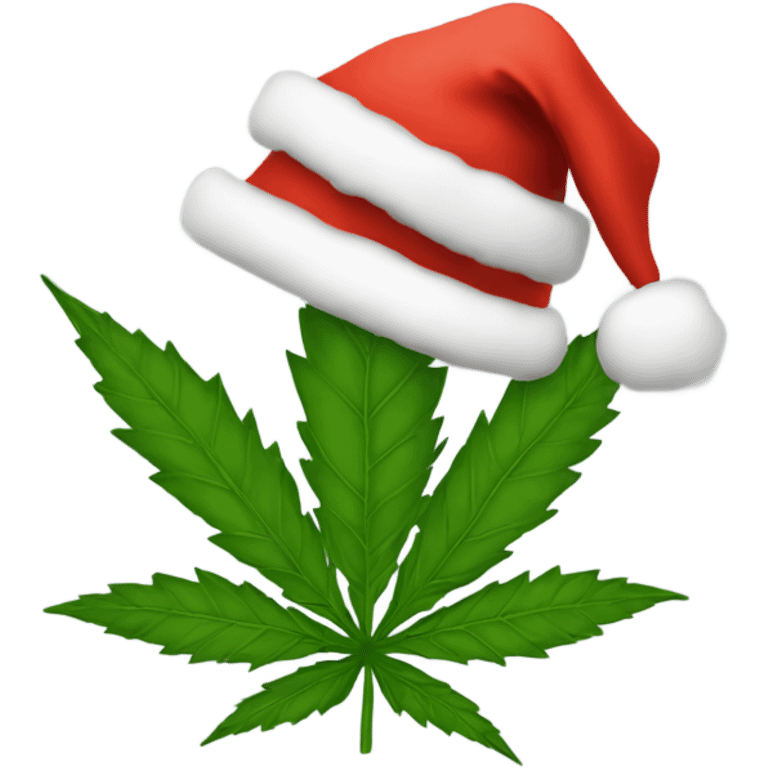 weed with christmas hat emoji