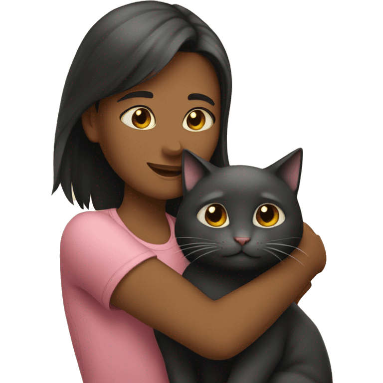 Girl hug a cat emoji