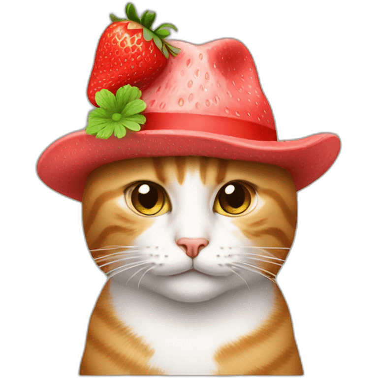 cat with a hat of Strawberry emoji