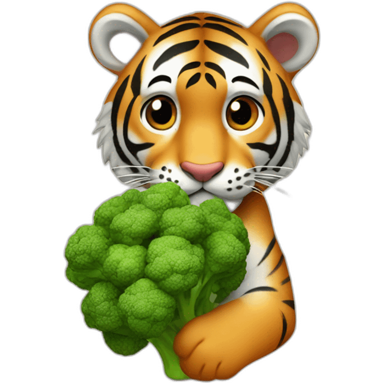 fruitimals tiger holding broccoli emoji