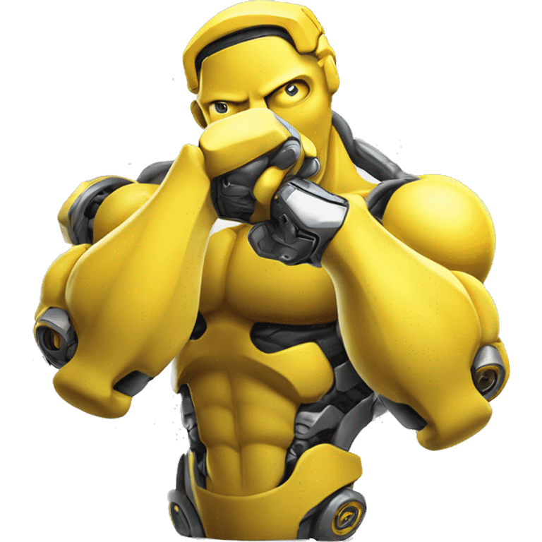 Yellow mechanical cyborg bicep that’s flexing emoji