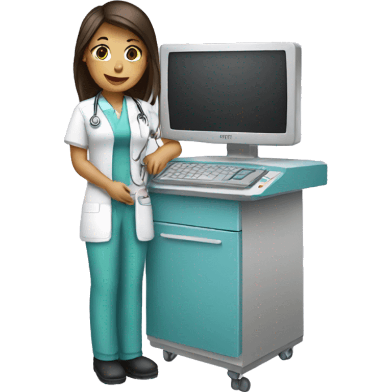 nurse attendant with a computer emoji