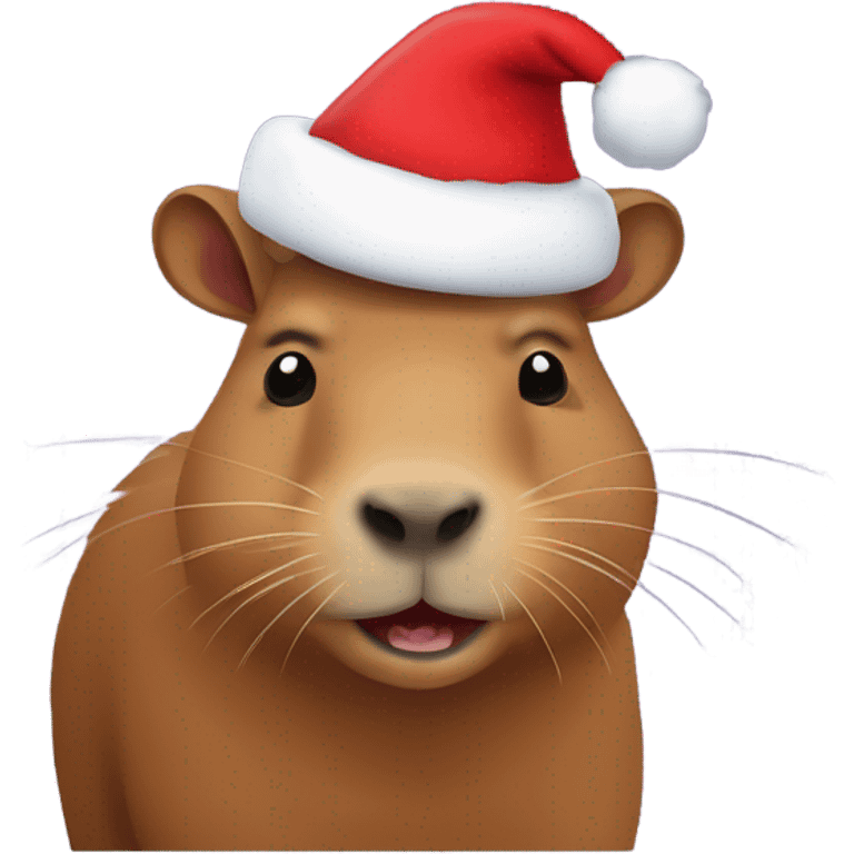 Capybara with christmas hat emoji