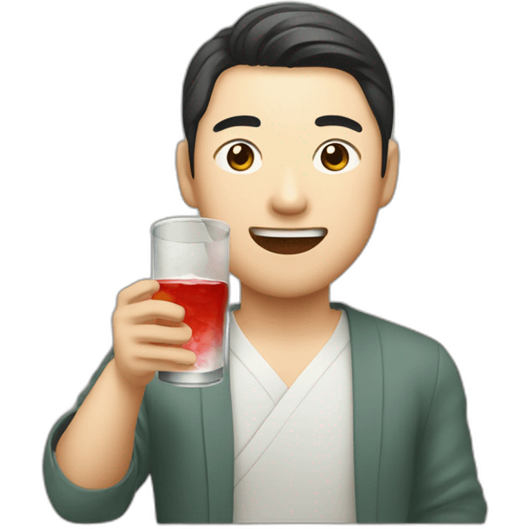 Asian men who love drink soju emoji