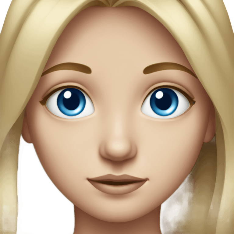 realistic portrait of girl with blue eyes emoji