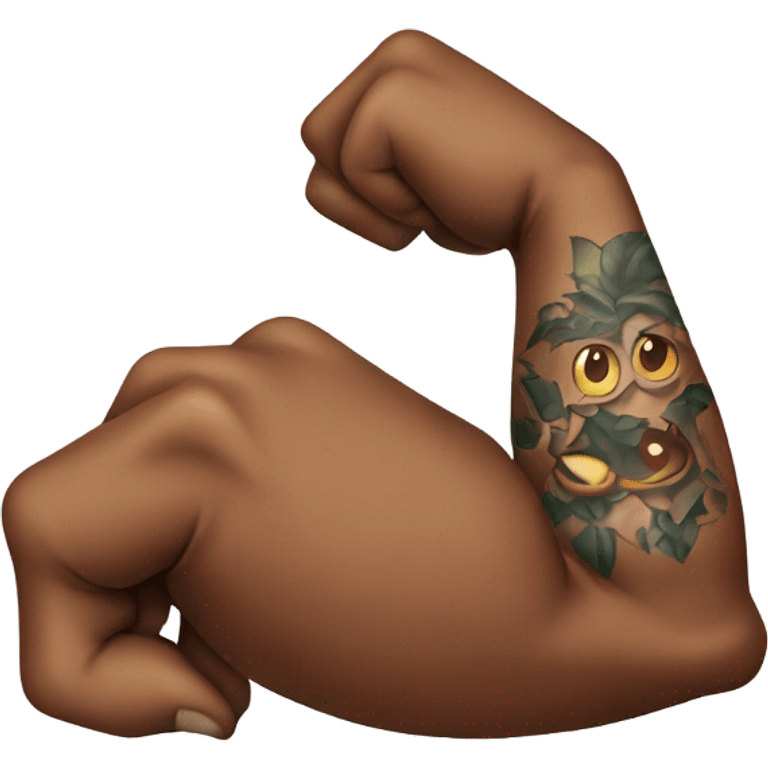 Flexing brown arm with tattoo sleeve emoji