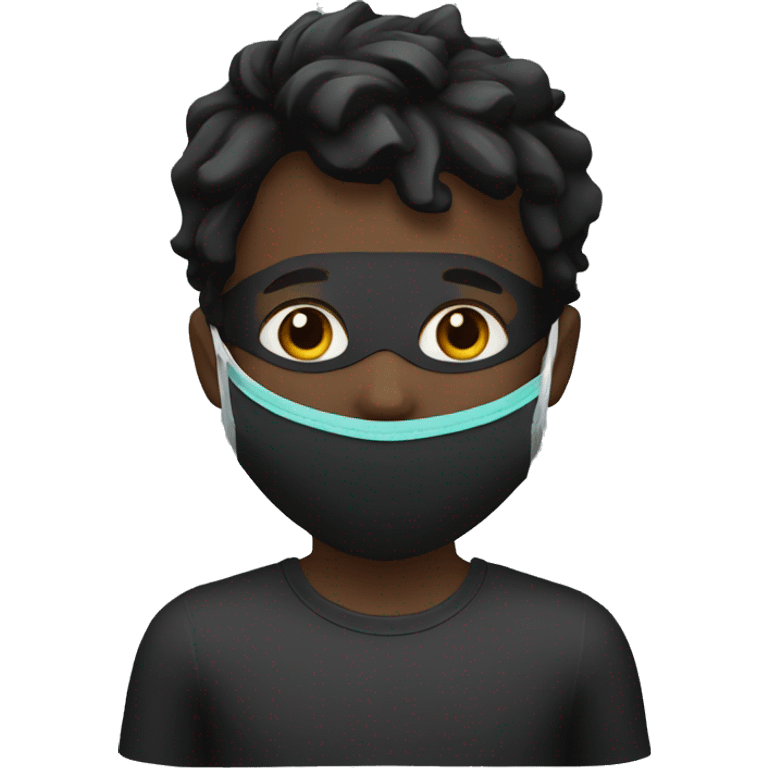 boy black medical mask with neck and shoilders emoji