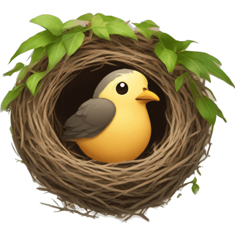 bird in nest waking up emoji