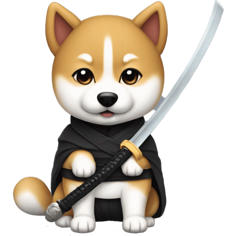 un perro shiba-inu ninja con katana emoji