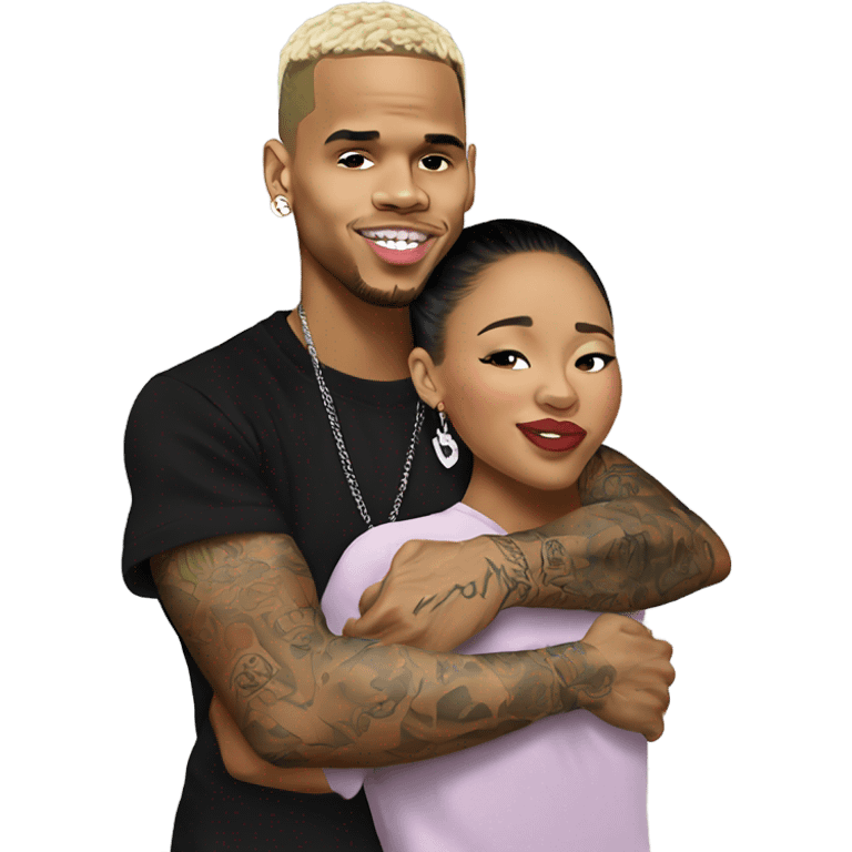 Hyper Realistic Chris Brown hugging Karruche Tran emoji