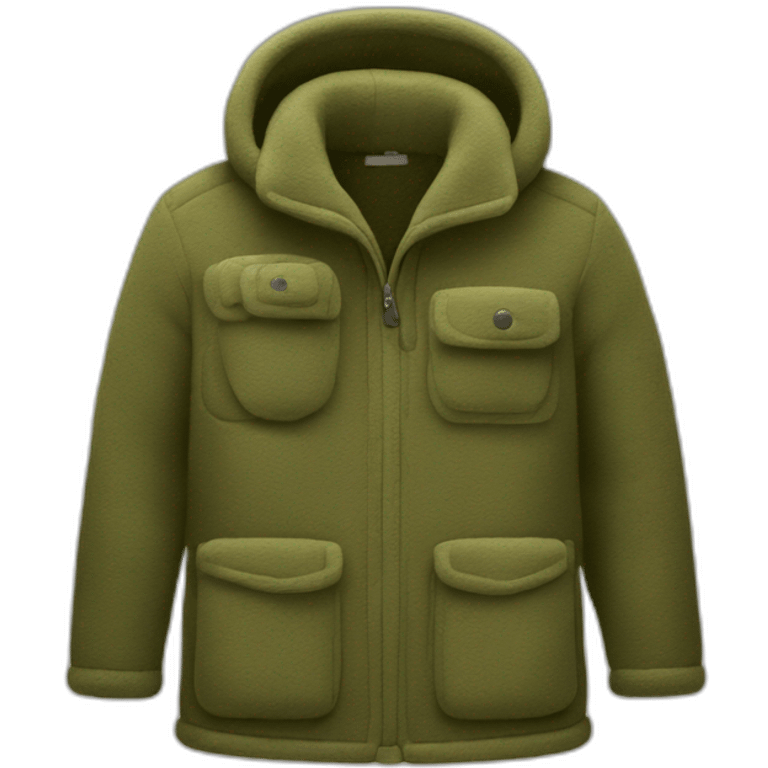 fleece jacket, olive color, with a lock and pockets emoji