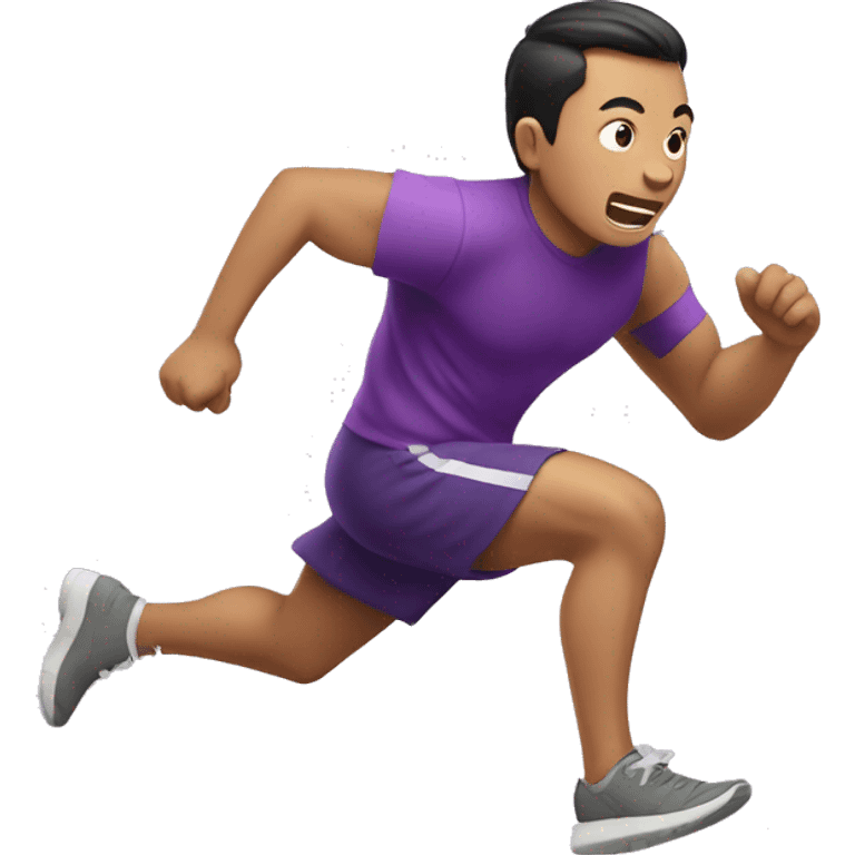 liuxiang running fast with purple shrt emoji