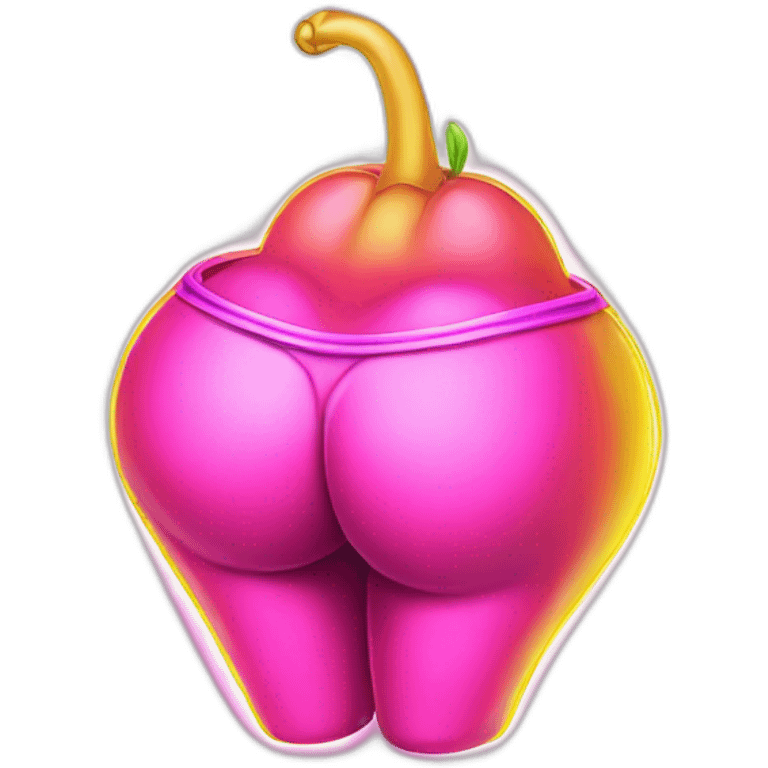 Juicy booty neon sign style emoji