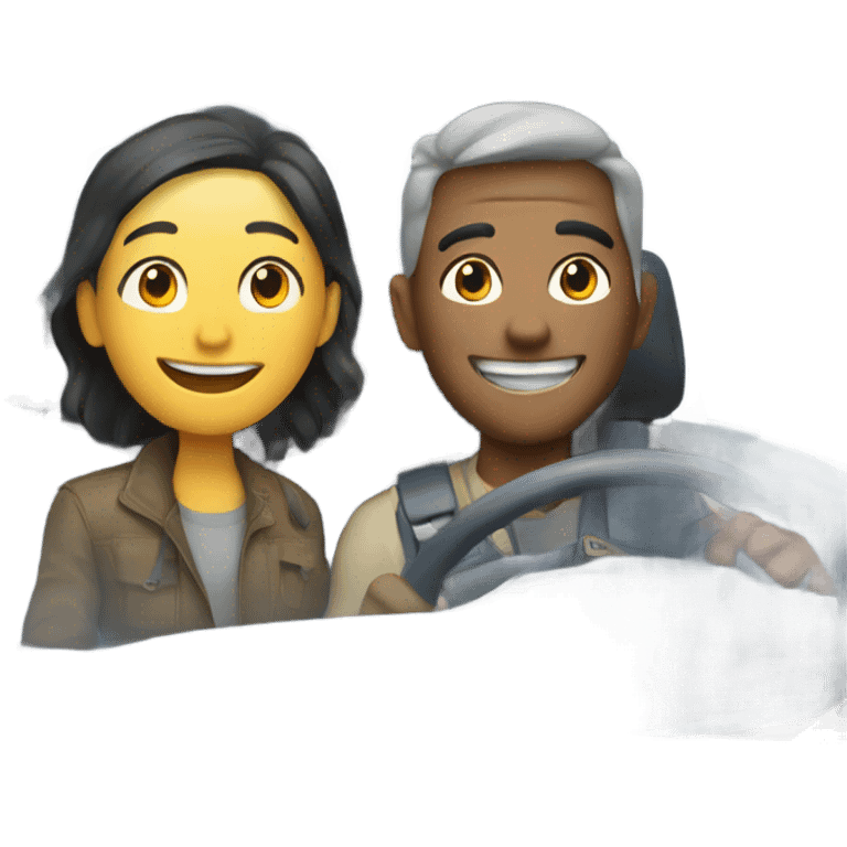 smiling duo in the vehicle emoji