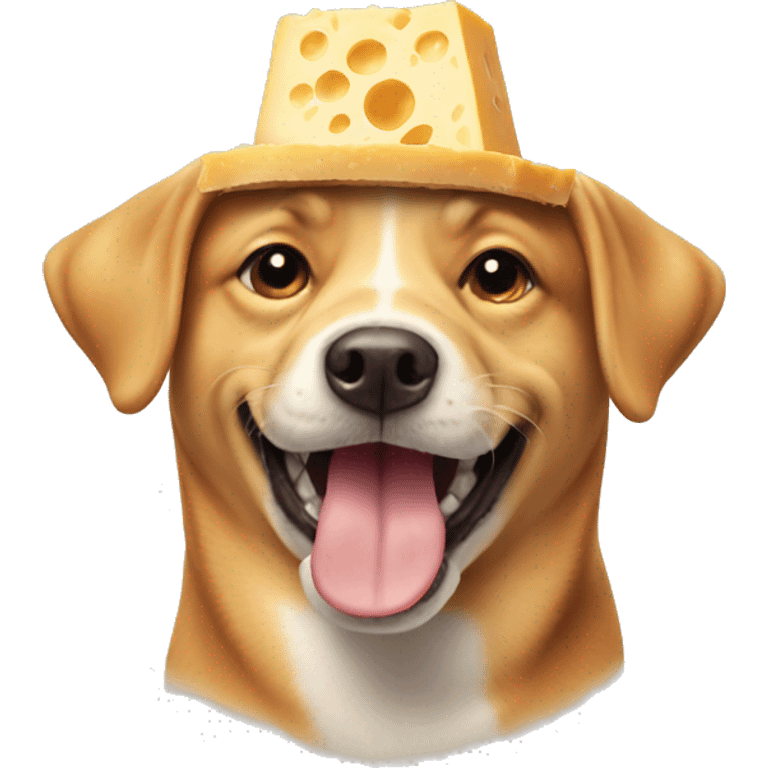 Happy dog with cheese hat emoji