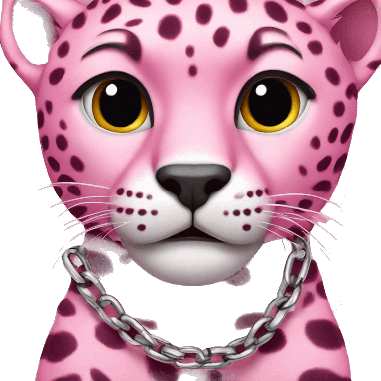 pink cheetah with a “t” chain emoji