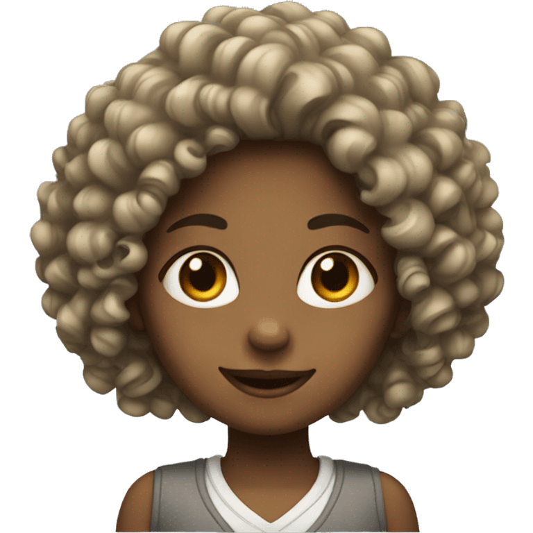 Girl with curly hair large emoji