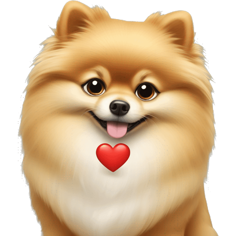 Pomeranian making a heart with the paw emoji