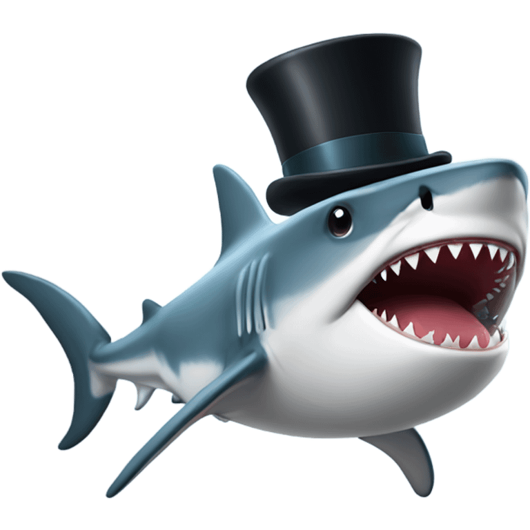 Shark with a top hat emoji