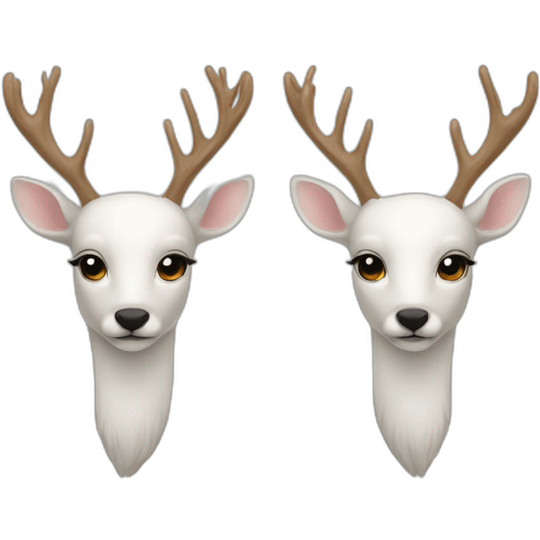 Twin white deers emoji