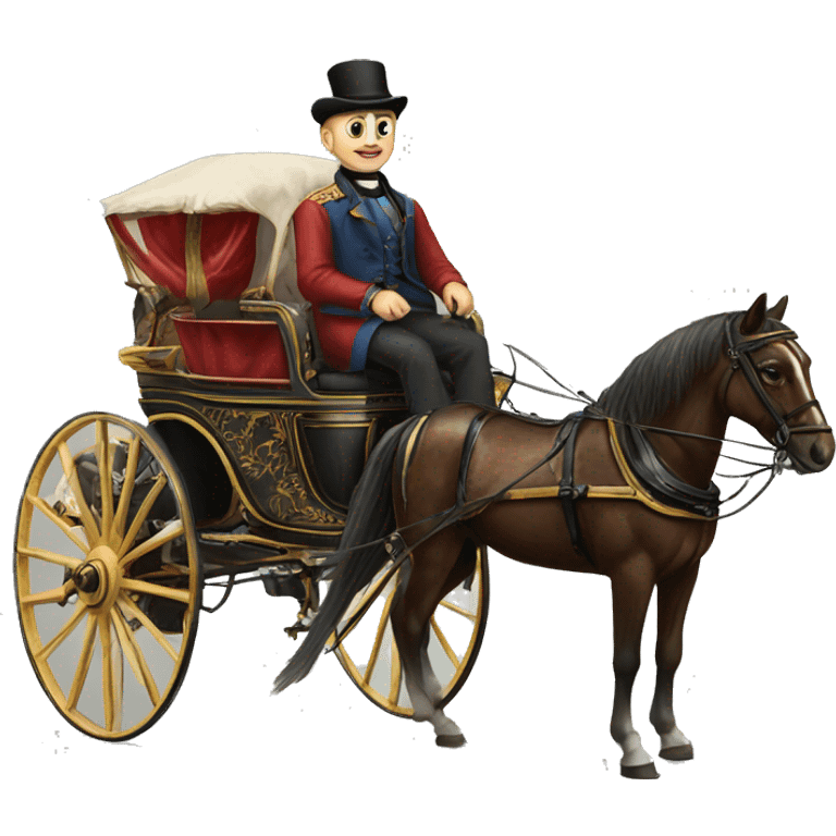 a man sits in a horse-drawn carriage from Russia in the 19th century emoji