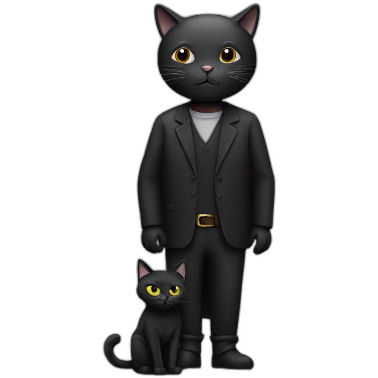 black cat with old man emoji