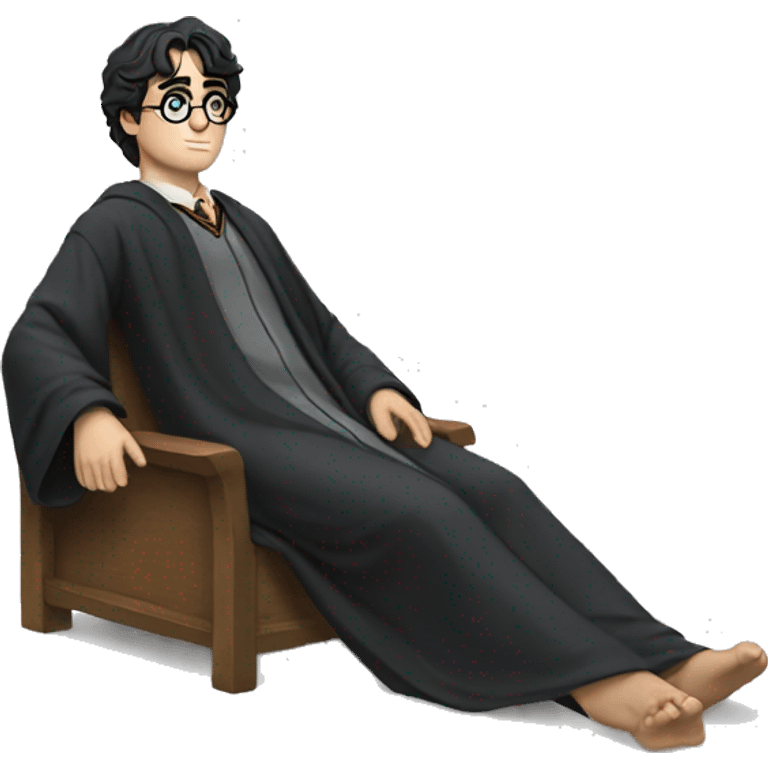 full body Harry Potter in robe laying down stressed  emoji