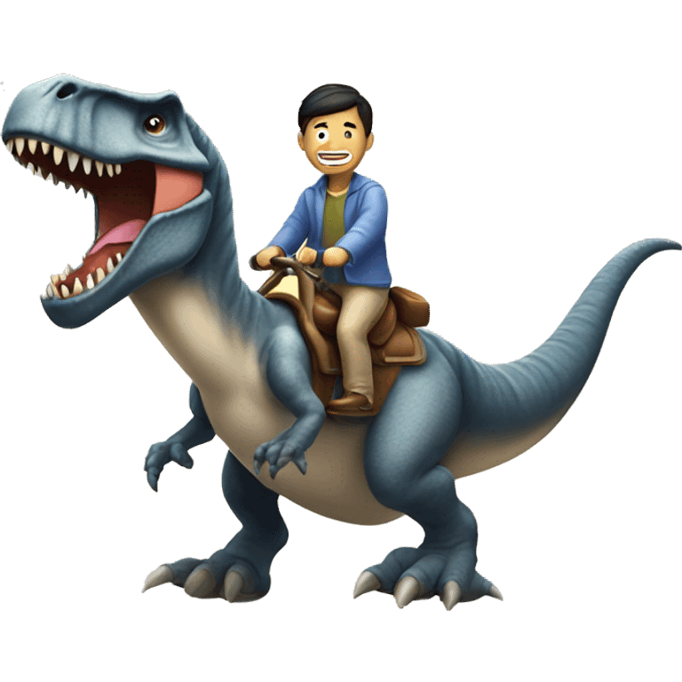  Asian Man riding a tyrannosaurus emoji