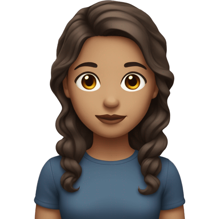 girl with light brown skin and dark brown eyes and dark brown wavy hair emoji