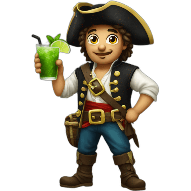 young italian pirate drinking mojito emoji