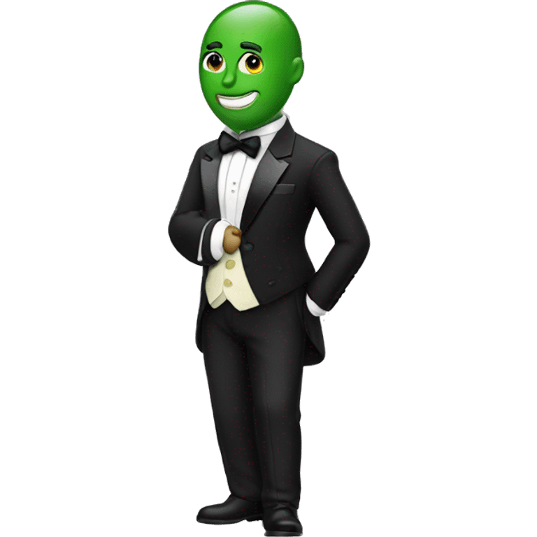 green pee wearing tuxedo emoji