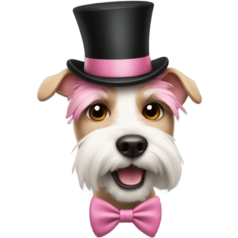 Pink terrier with top hat and tie  emoji