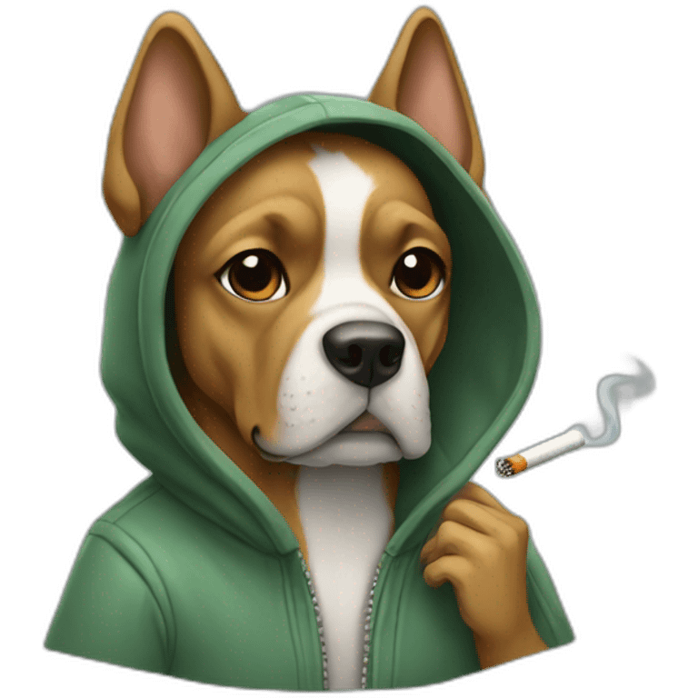 Dog wearing a hoodie and smoking a cigarette  emoji