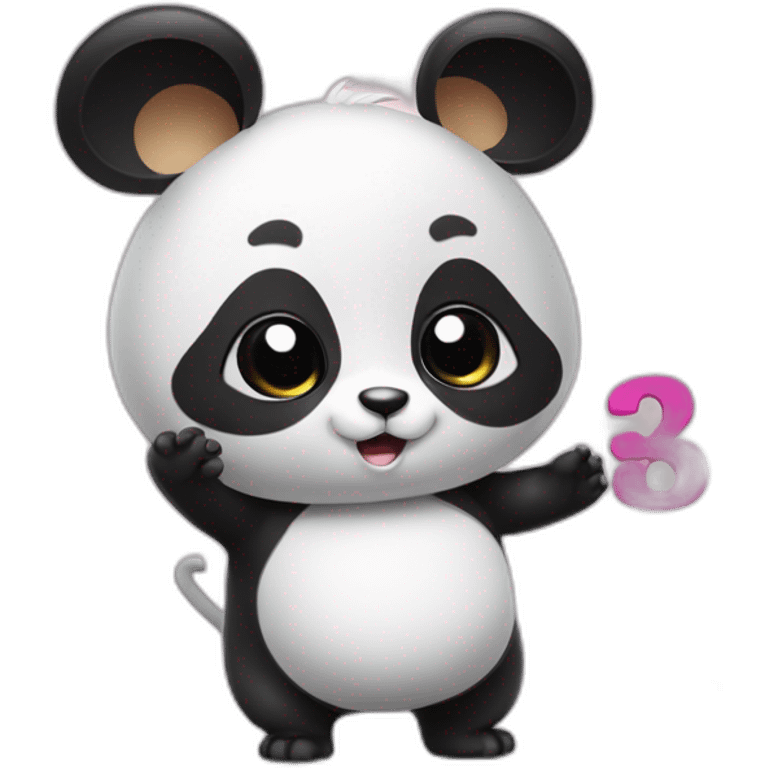 a panda bear explaining a math to a little cute mouse emoji