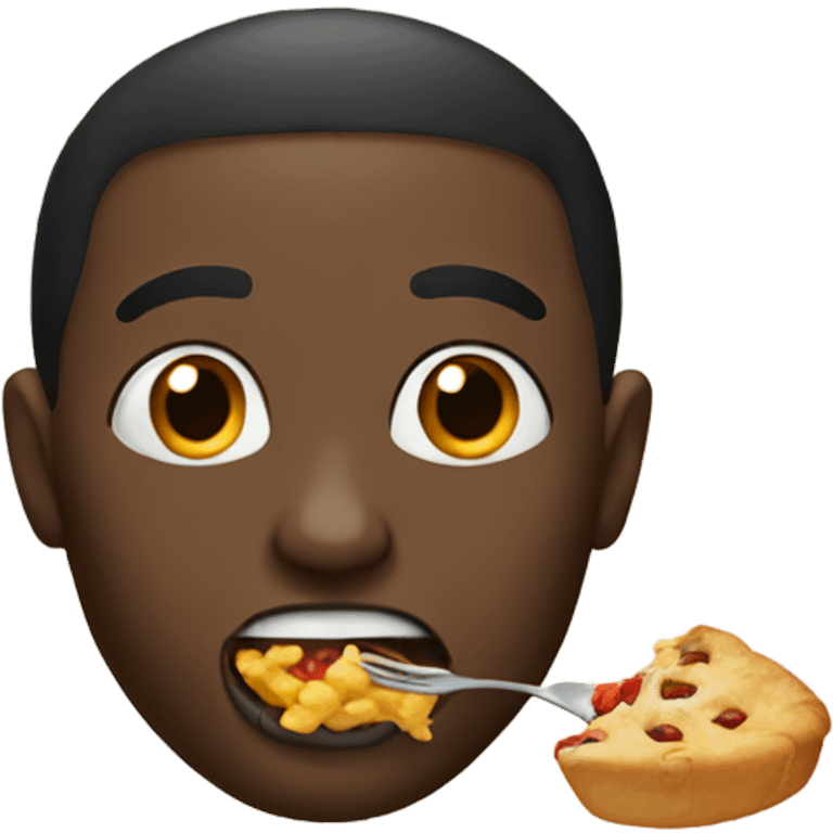 A black person eating  emoji