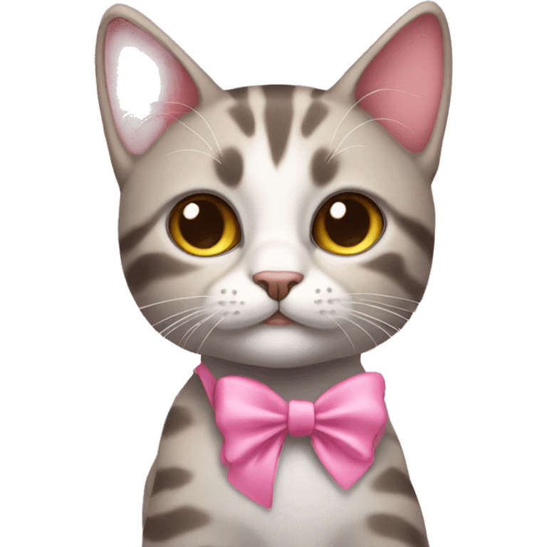 Cat wearing a pink bow emoji