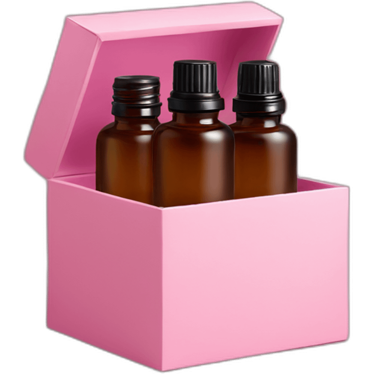 jars of essential oils in a pink box emoji