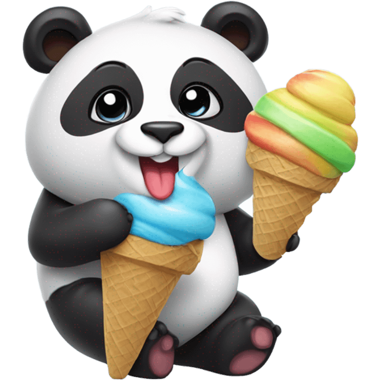 Panda eating ice cream emoji