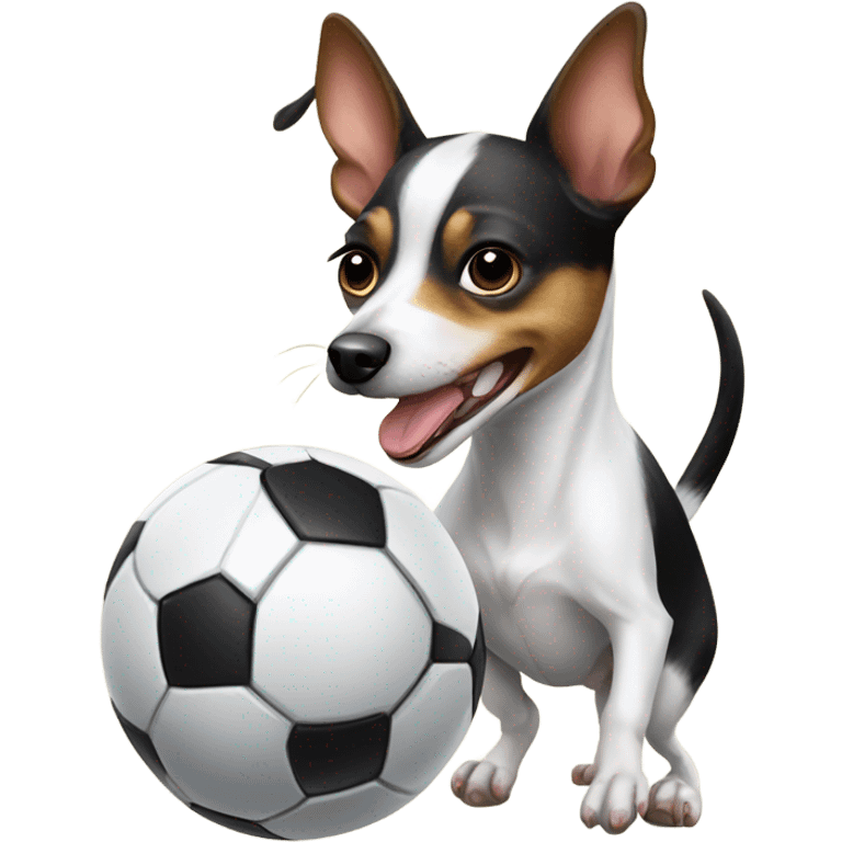 Rat terrier playing soccer emoji